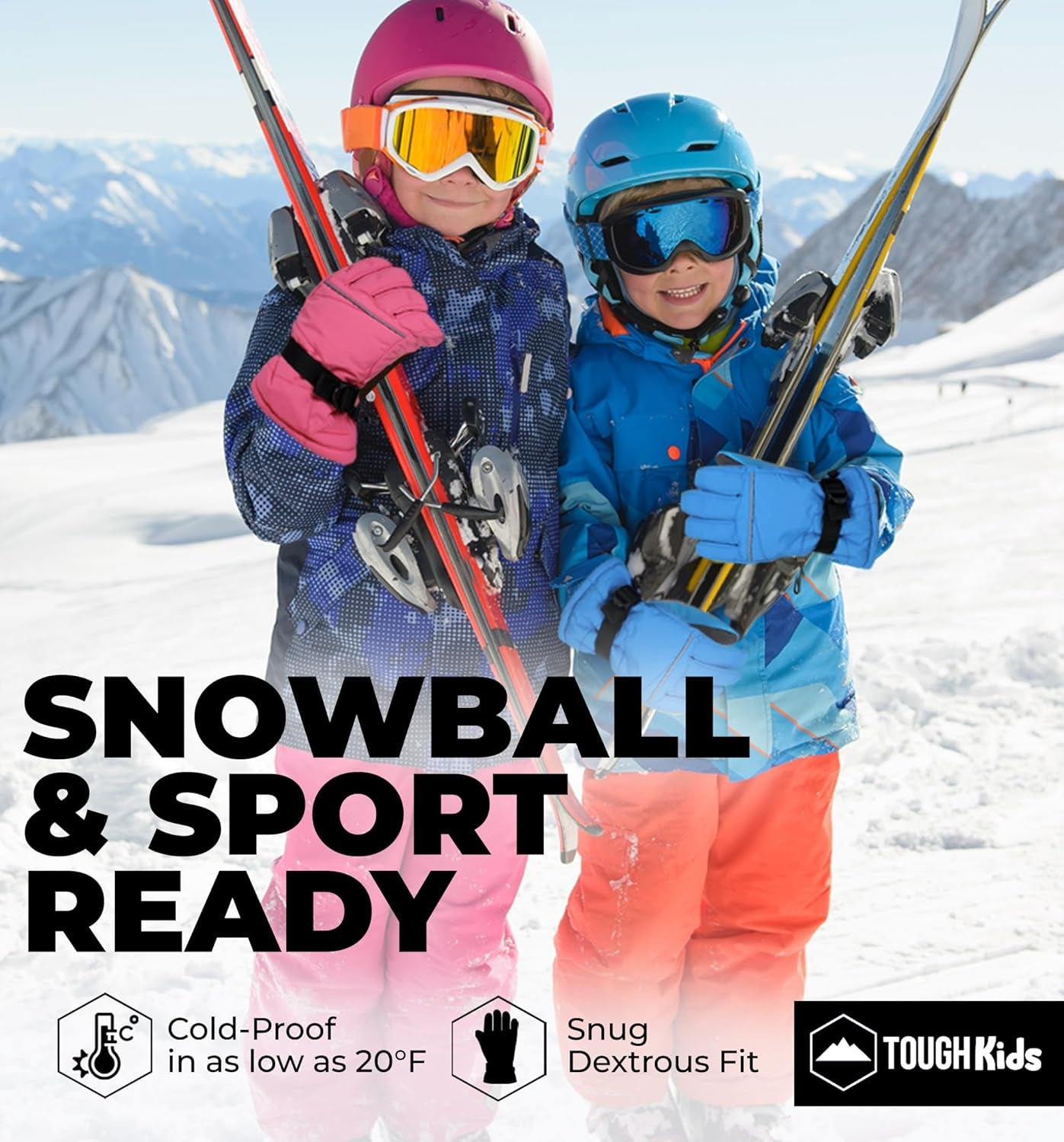 Kids Snow Gloves - Ski & Snowboarding Waterproof Insulated Winter Gloves for Girls, Boys & Toddlers