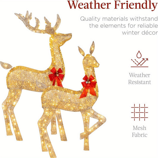 Golden Christmas Reindeer Set - 3-Piece Holiday Decoration