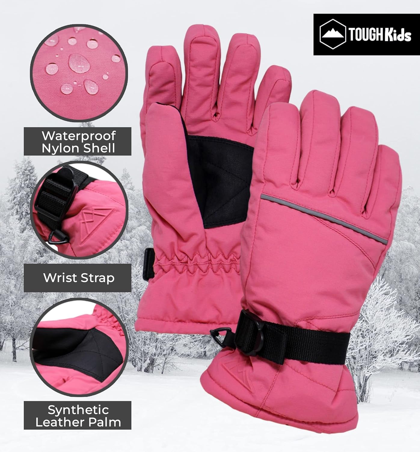 Kids Snow Gloves - Ski & Snowboarding Waterproof Insulated Winter Gloves for Girls, Boys & Toddlers