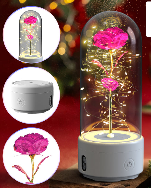 Creative 2 In 1 rose flowers LED light & bluetooth-compatible speaker