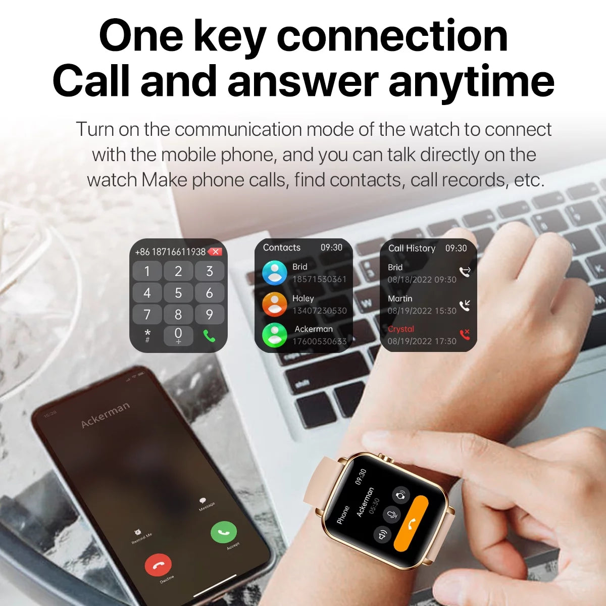 Fashionable Smart Watches for Men/Women (Answer/Make Calls)