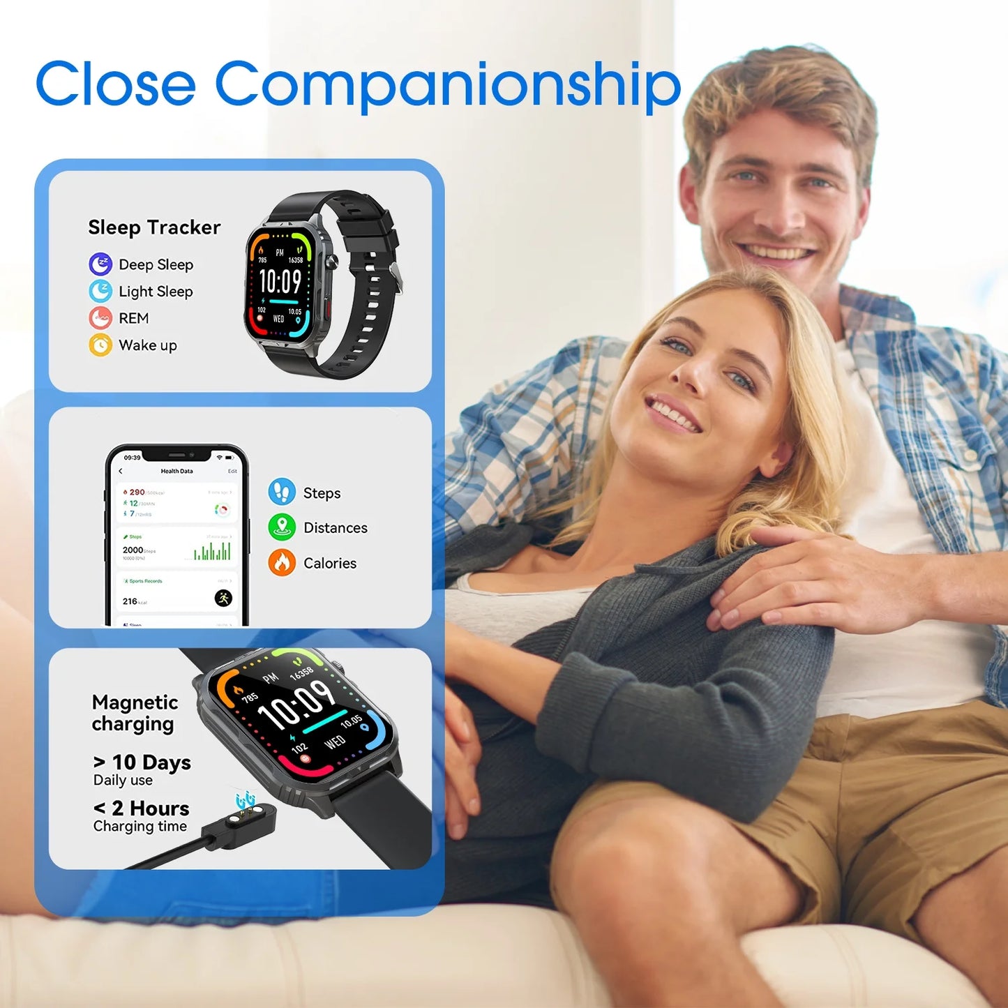 H5 IP68 Waterproof Smartwatch for Women Men , Smart Watch with Bluetooth Call