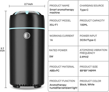 Car Humidifier Diffuser - Smart Cool Mist Air Freshener for Essential Oils 