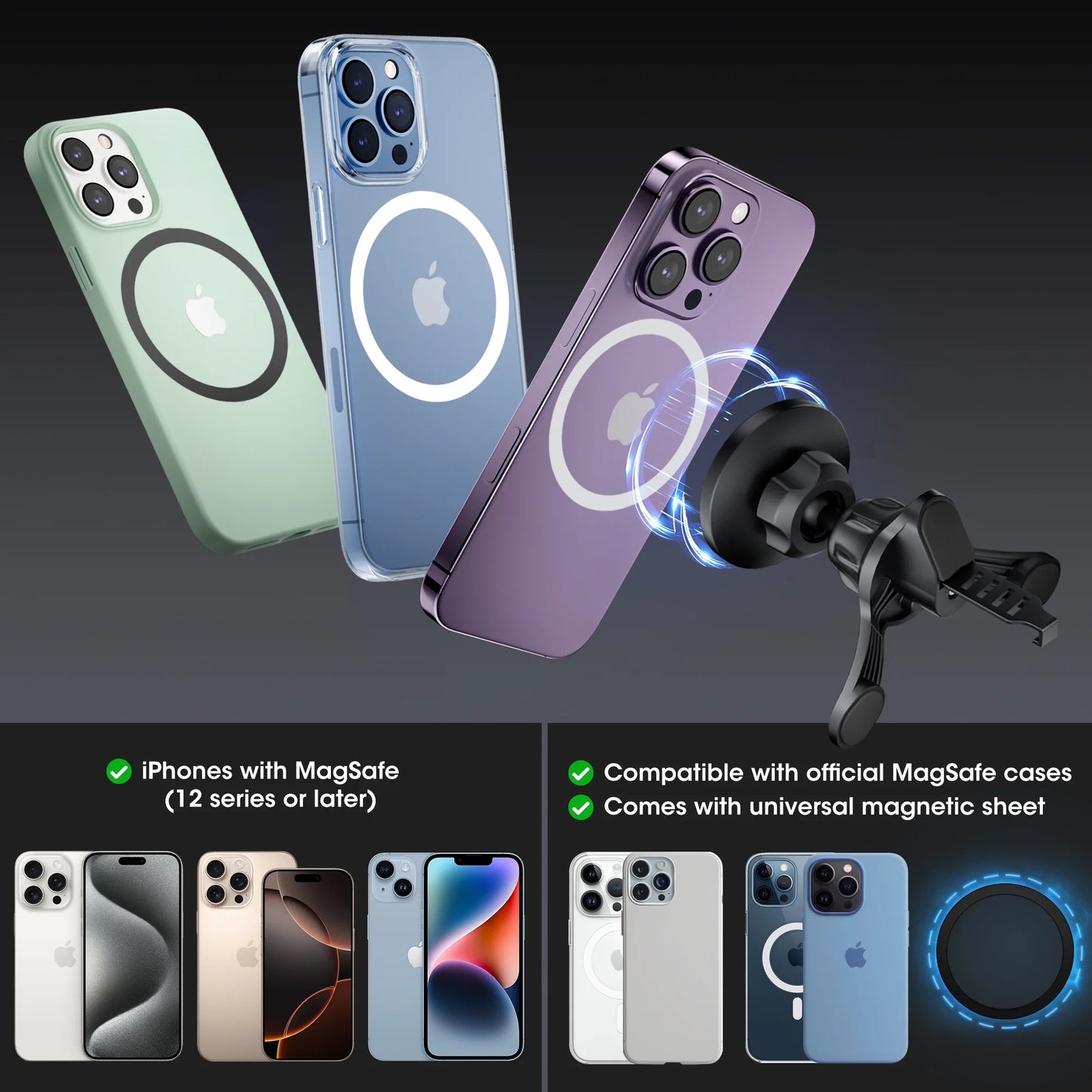 360° Rotation Universal Magnetic Phone Mount with Magnetic Disc