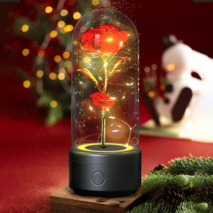 Creative 2 In 1 rose flowers LED light & bluetooth-compatible speaker