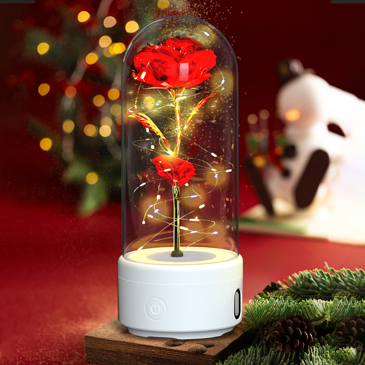 Creative 2 In 1 rose flowers LED light & bluetooth-compatible speaker