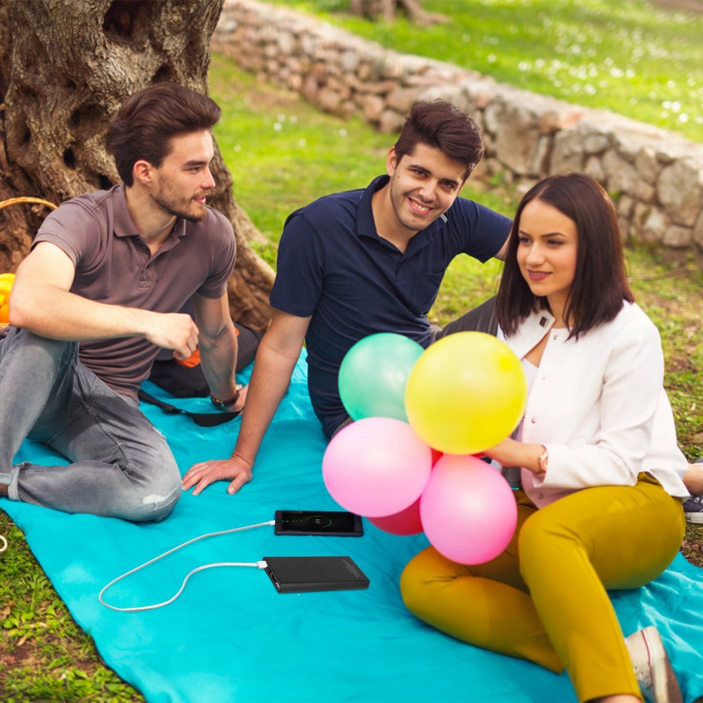 1Pc 20000mAh Power Bank Portable External Battery Pack Phone Charger With Dual USB Output Type C Micro USB Input