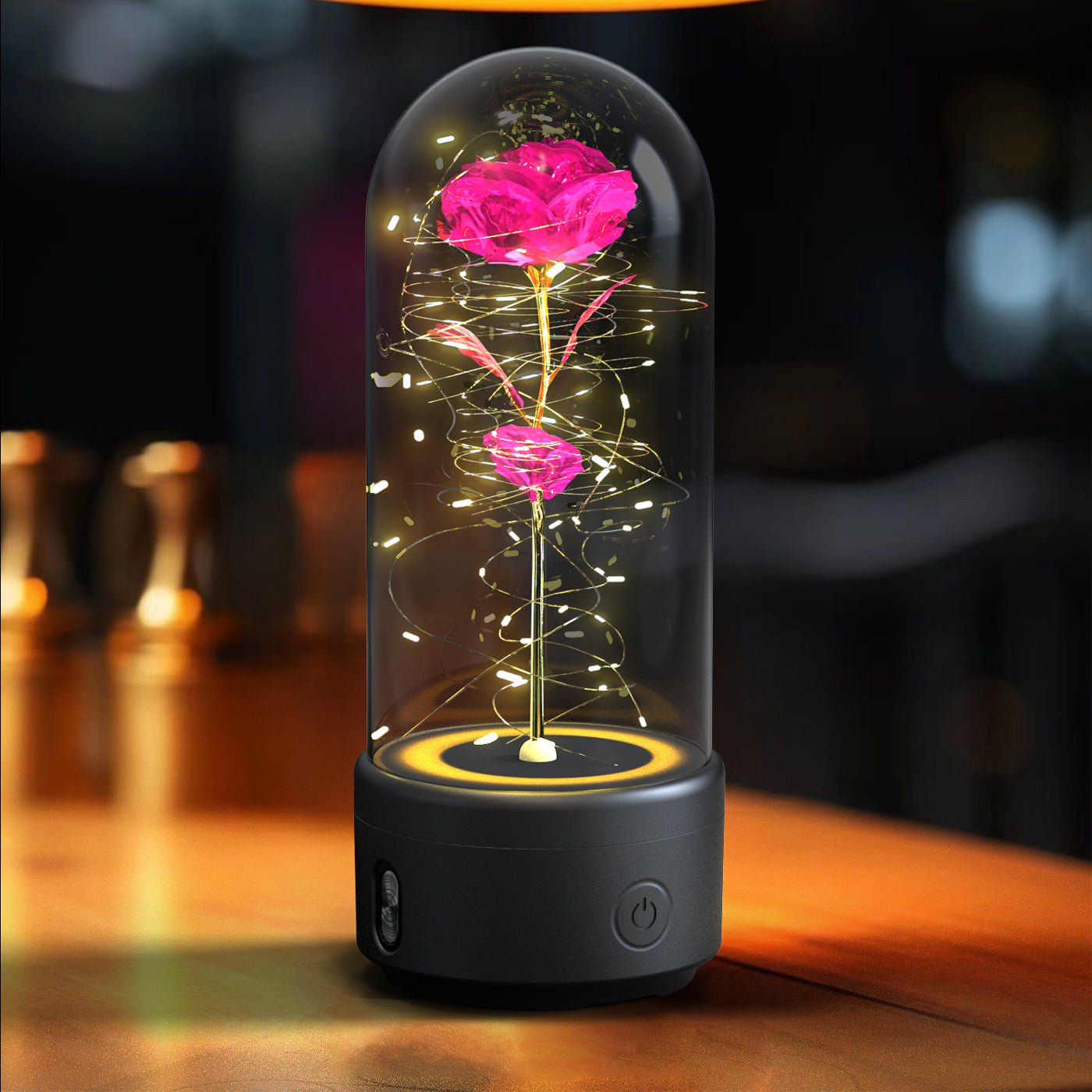 Creative 2 In 1 rose flowers LED light & bluetooth-compatible speaker