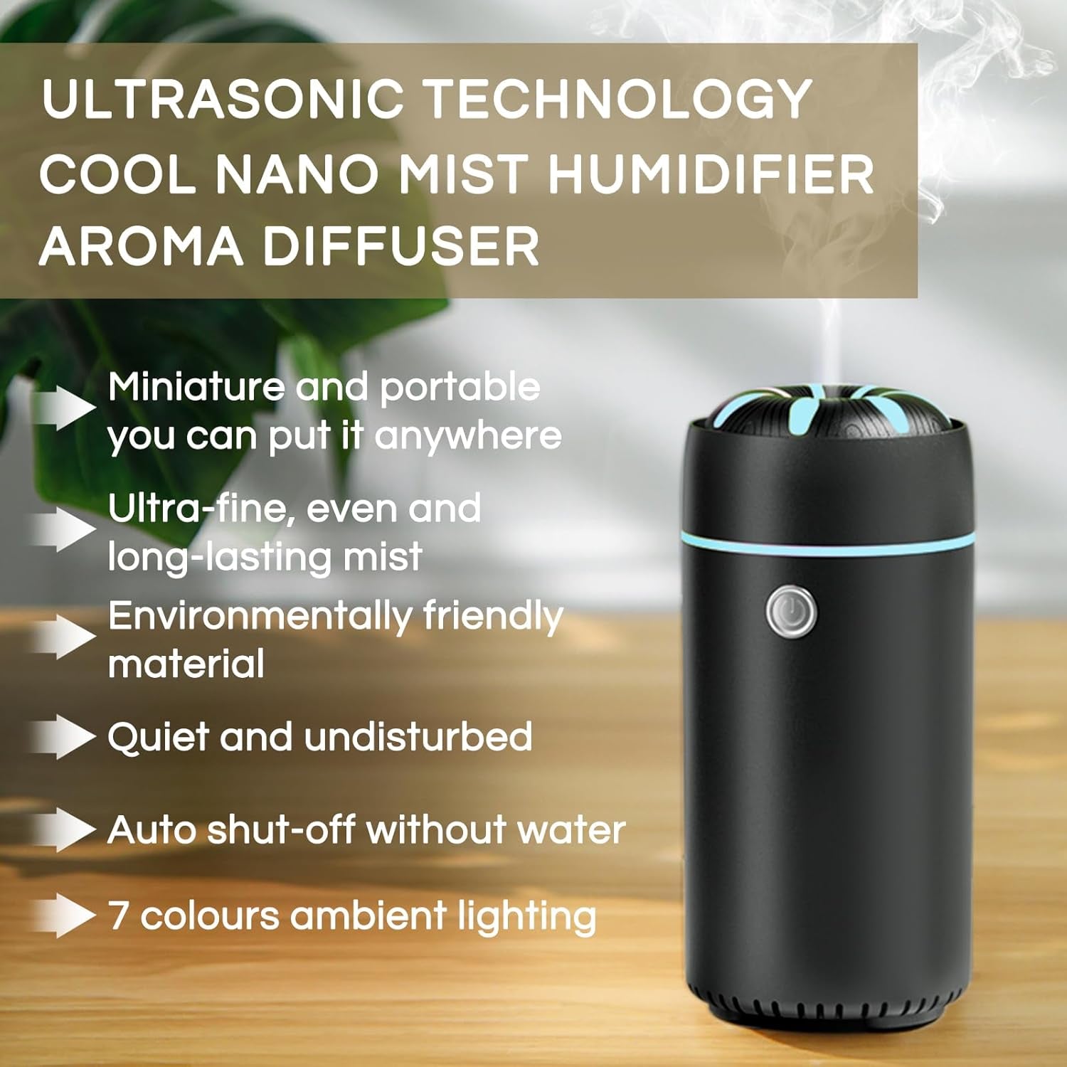 Car Humidifier Diffuser - Smart Cool Mist Air Freshener for Essential Oils 
