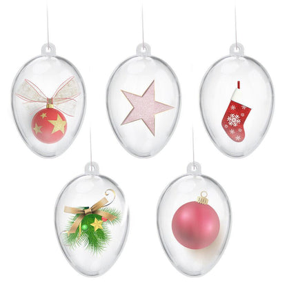 5 Clear Plastic Fillable Christmas Balls Christmas Tree Decorations