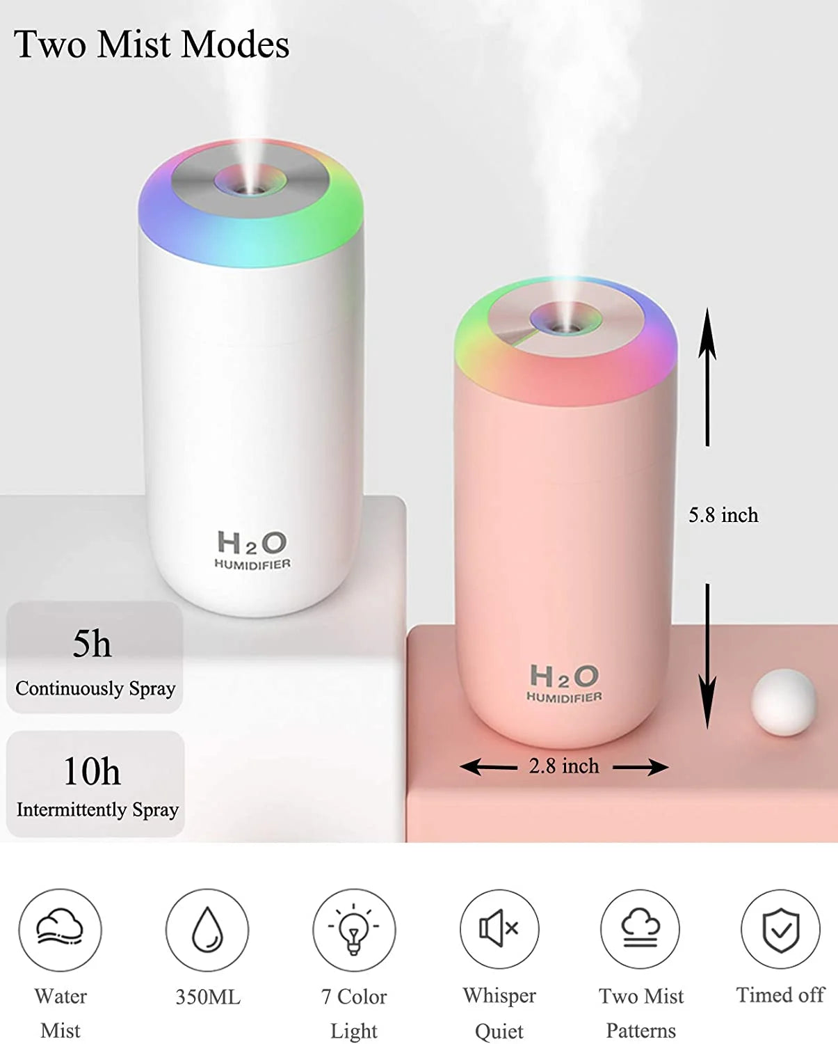 Small Humidifier 350Ml Small Humidifiers for Bedroom