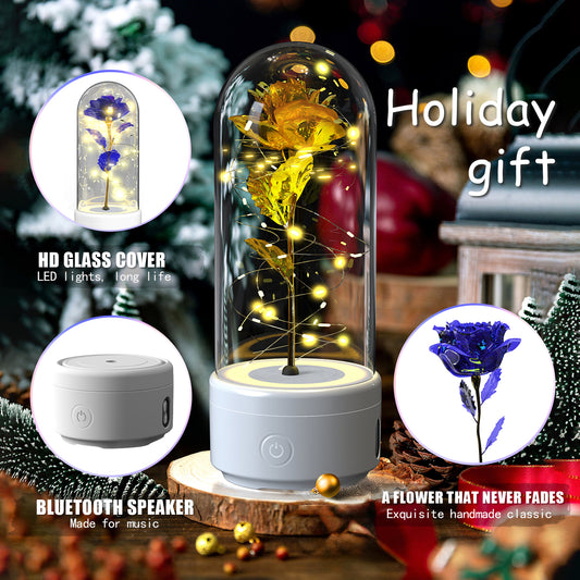 Creative 2 In 1 rose flowers LED light & bluetooth-compatible speaker