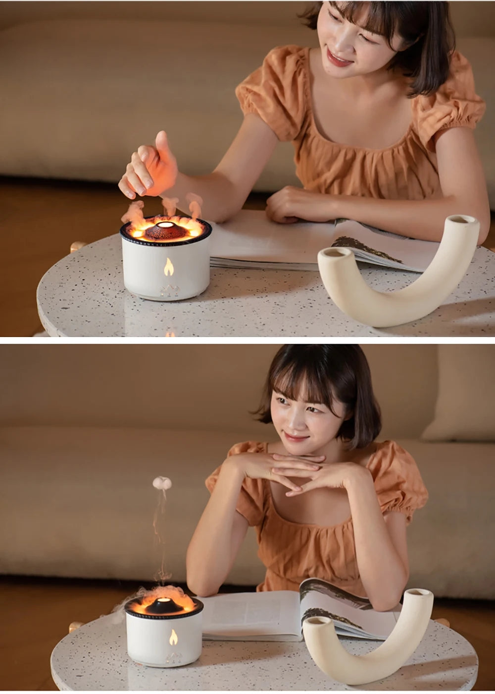 Volcanic Flame Humidifiers Air Aroma Diffuser Essential Oil Humidifier 360Ml