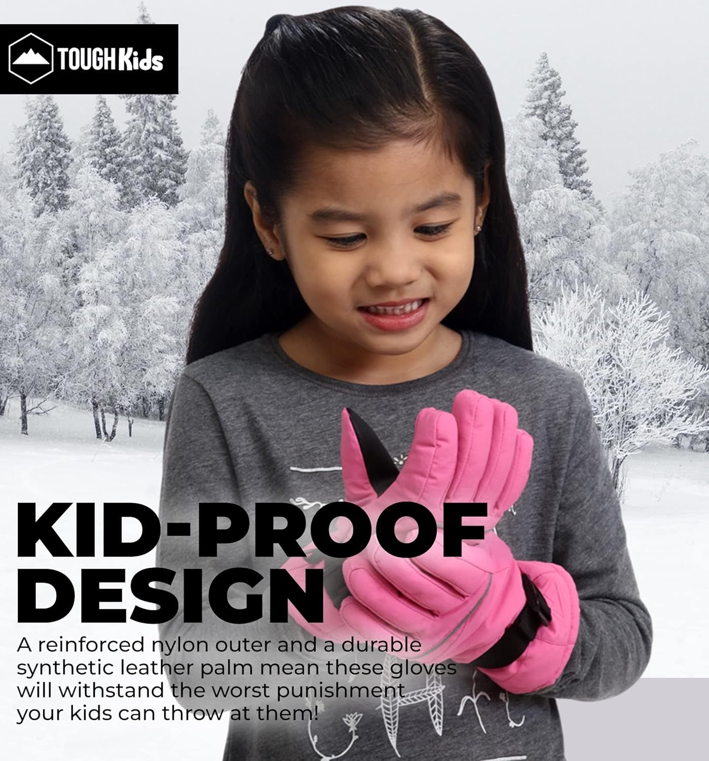 Kids Snow Gloves - Ski & Snowboarding Waterproof Insulated Winter Gloves for Girls, Boys & Toddlers