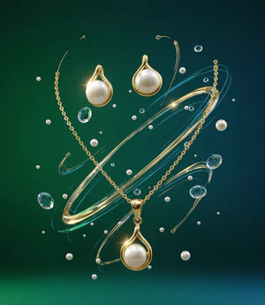 Pearl Drop Gold Pendant Set